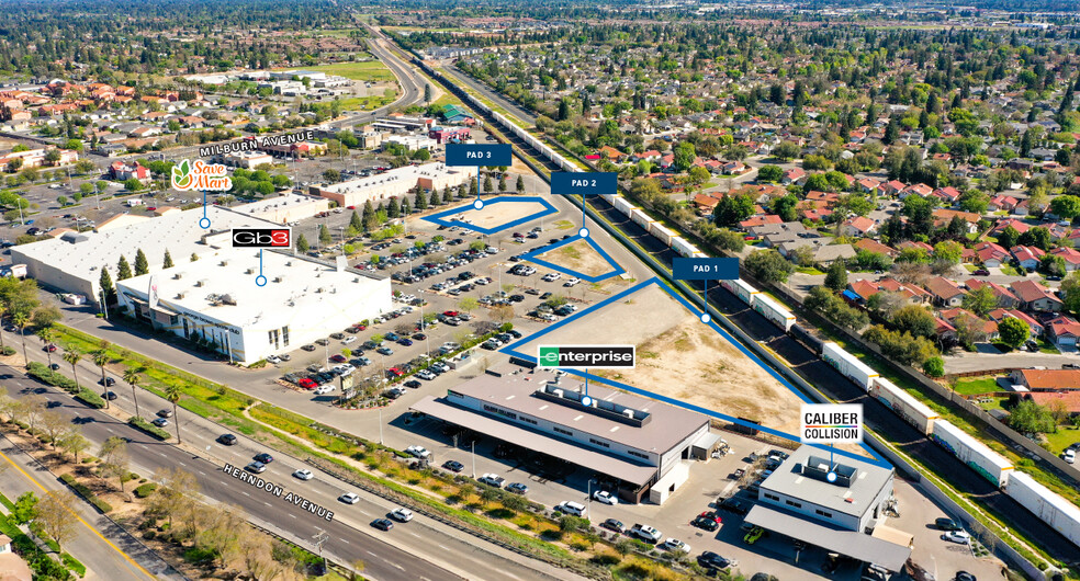 SWC Herndon Avenue & Milburn Ave, Fresno, CA for rent - Aerial - Image 2 of 3