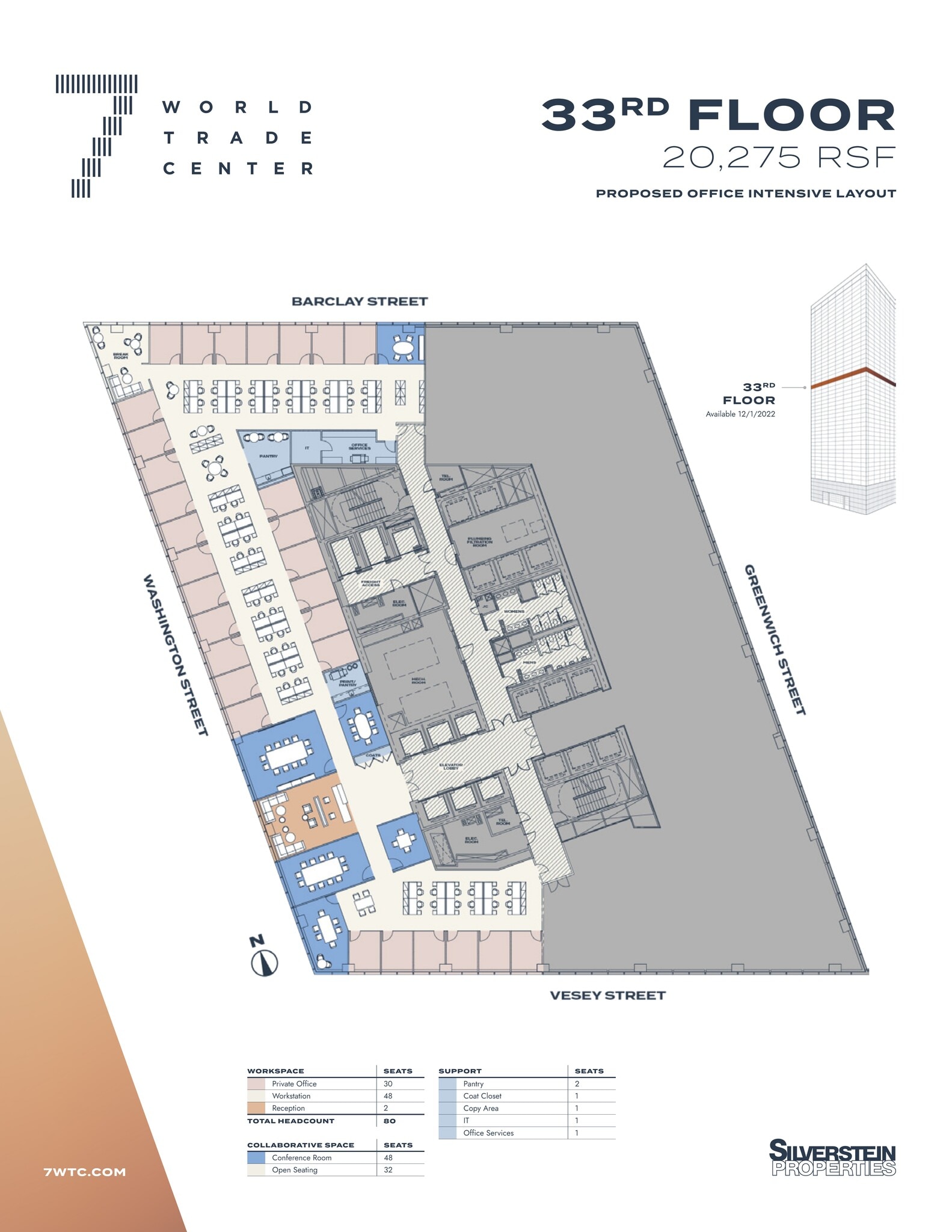 7 World Trade Center, New York, NY to rent Site Plan- Image 1 of 3