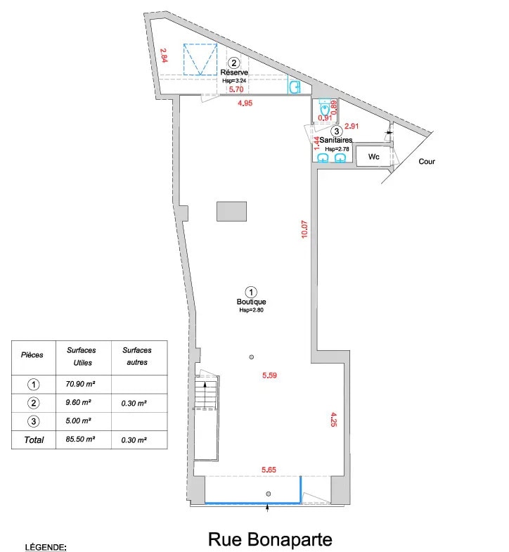 Retail in Paris to rent Floor Plan- Image 1 of 4