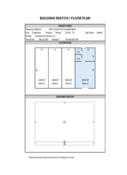 105 E James M Campbell Blvd, Columbia, TN for rent - Floor Plan - Image 2 of 2