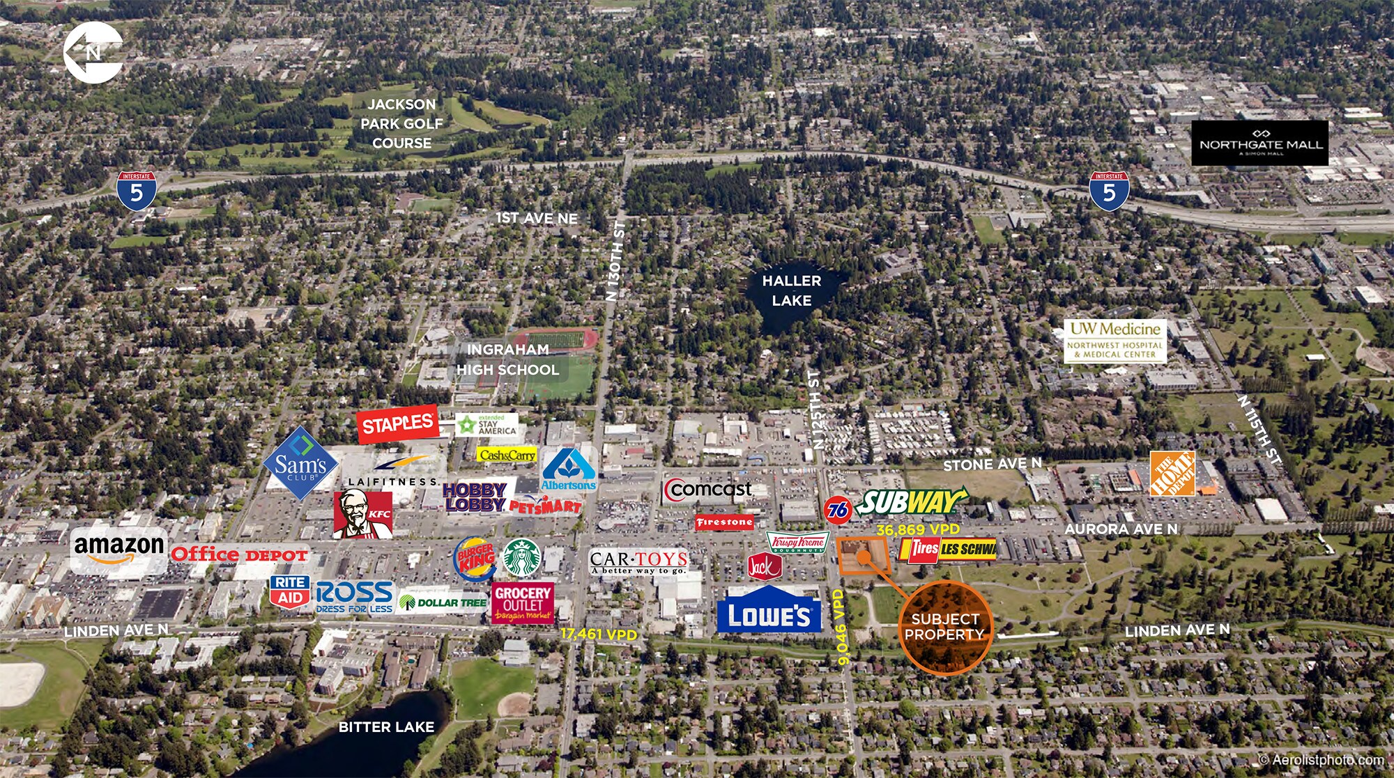 12241-12245 Aurora Ave N, Seattle, WA for sale Aerial- Image 1 of 1