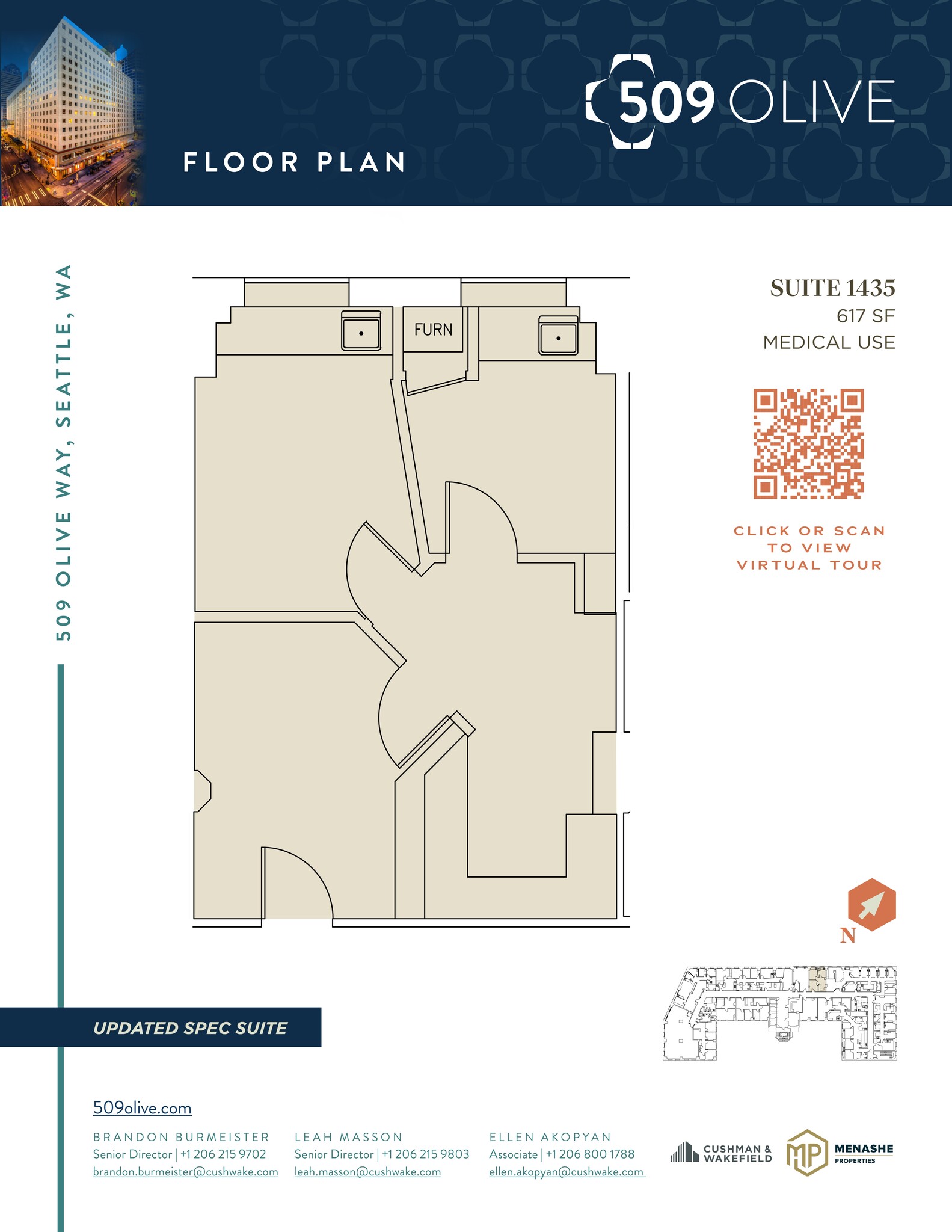 509 Olive Way, Seattle, WA to rent Floor Plan- Image 1 of 1