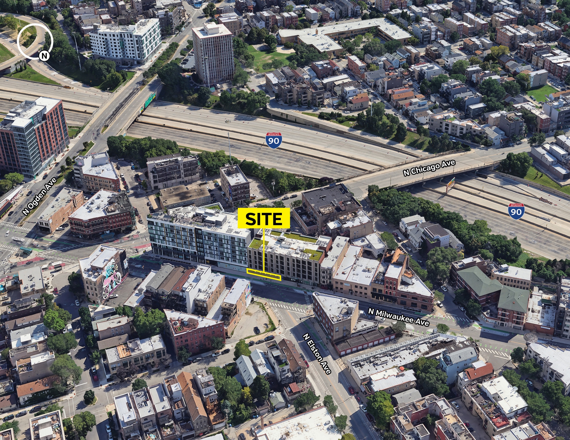 830 N Milwaukee Ave, Chicago, IL to rent Aerial- Image 1 of 2