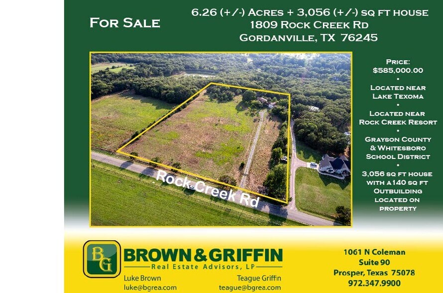 1809 Rock Creek Rd, Gordonville, TX for sale - Primary Photo - Image 1 of 16