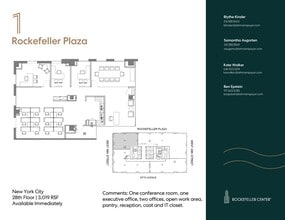 1 Rockefeller Plaza, New York, NY to rent Floor Plan- Image 1 of 1