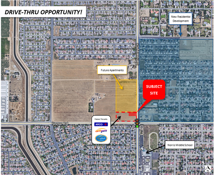 NWC Calloway Dr & Snow Rd, Bakersfield, CA for sale - Aerial - Image 1 of 1