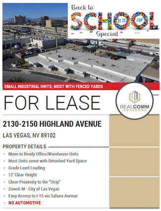 More details for 2130-2150 Highland Ave, Las Vegas, NV - Industrial for Rent