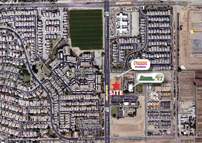 S S/SEC Arizona Ave & Queen Creek Ave, Chandler, AZ to rent - Aerial - Image 2 of 4