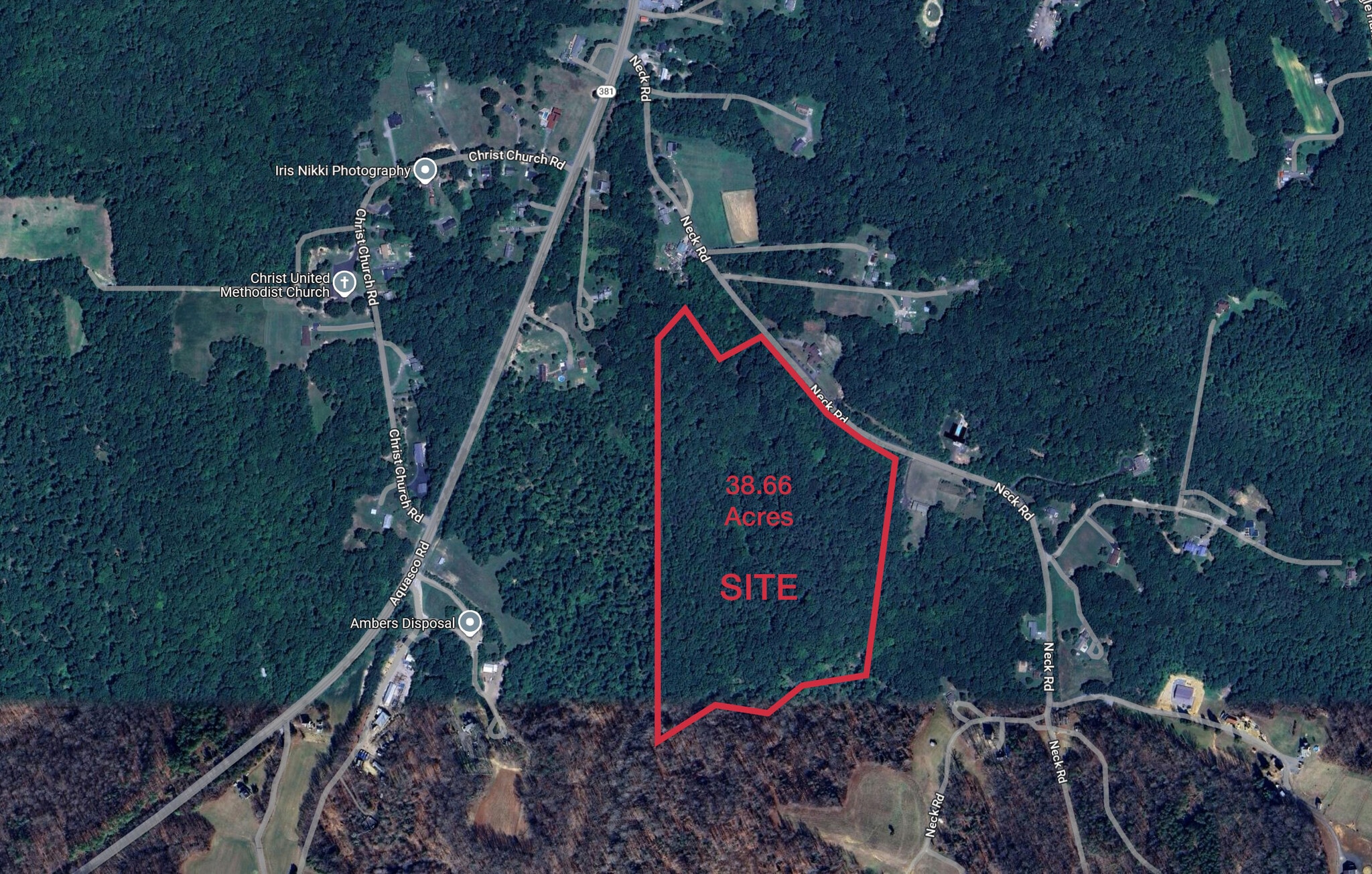 38.66 Acres - Neck Road, Aquasco, MD for sale Aerial- Image 1 of 14