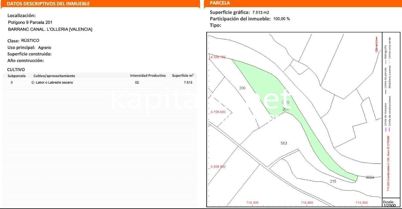 Land in L'Olleria, Valencia to rent Site Plan- Image 1 of 3
