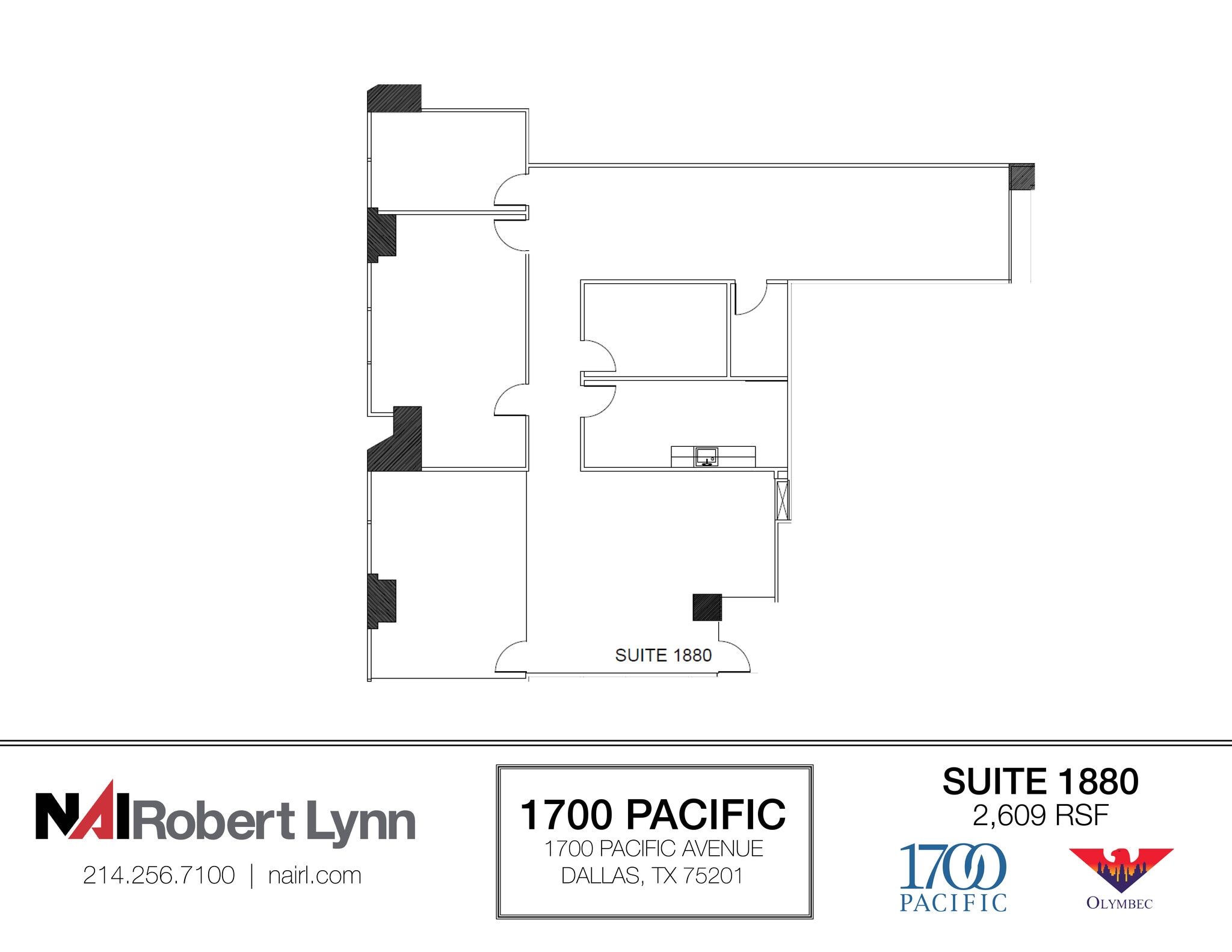 1700 Pacific Ave, Dallas, TX to rent Floor Plan- Image 1 of 2