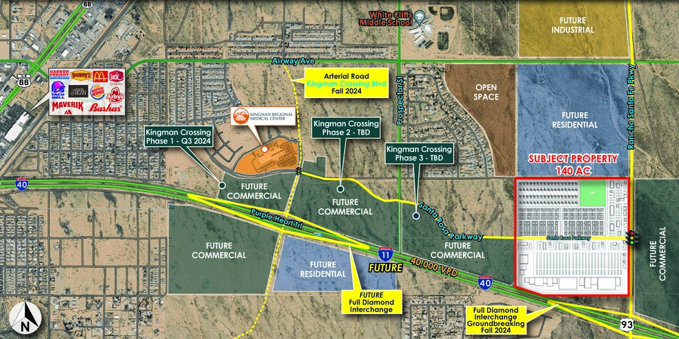 NWC of Rancho Santa Fe Parkway & I-40, Kingman, AZ for sale - Aerial - Image 2 of 2