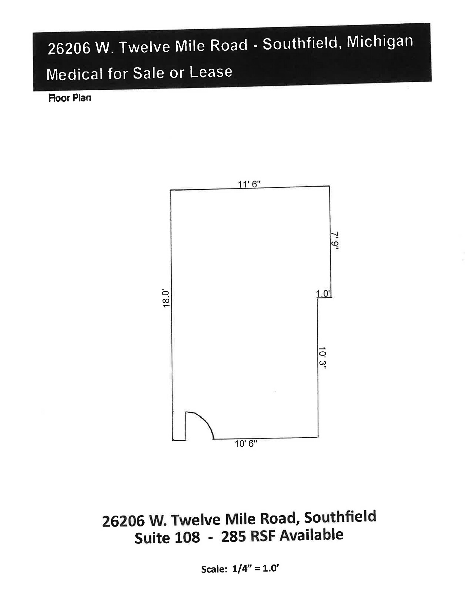 26206 W 12 Mile Rd, Southfield, MI to rent Floor Plan- Image 1 of 1