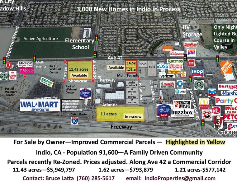 Improved Commercial Parcels Indio, CA for Sale