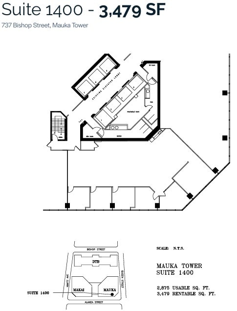 733 Bishop St, Honolulu, HI to rent Floor Plan- Image 1 of 1