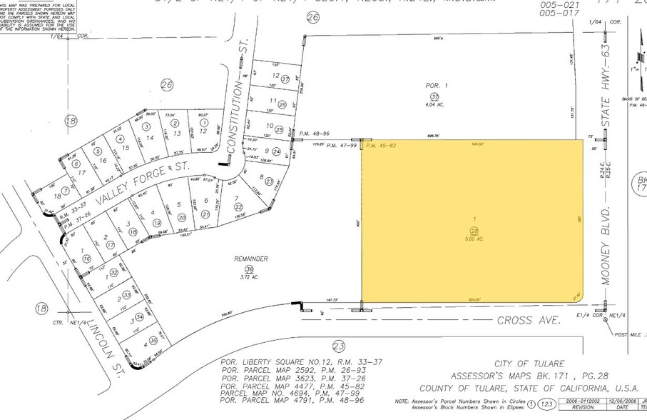 NWC Cross & Mooney, Tulare, CA for sale - Plat Map - Image 2 of 3