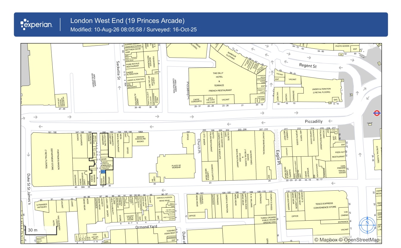 36-40 Jermyn St, London to rent Goad Map- Image 1 of 1