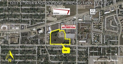 1801 E Arkansas Ln, Arlington, TX - aerial  map view