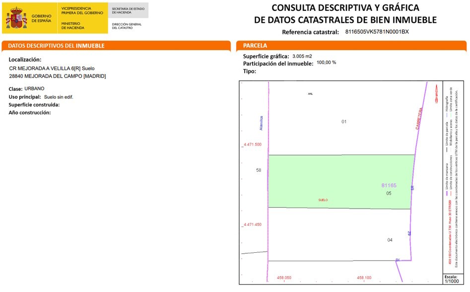 Land in Mejorada del Campo, Madrid for sale - Plat Map - Image 2 of 6