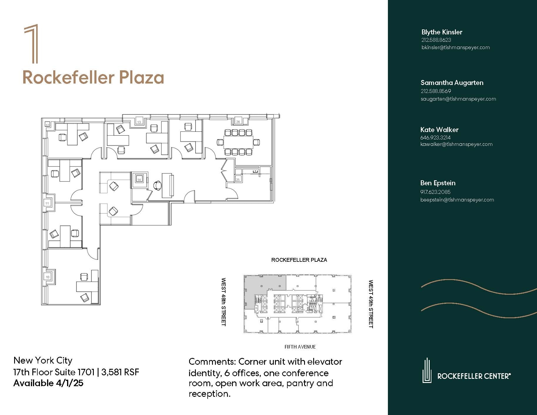 1 Rockefeller Plaza, New York, NY to rent Floor Plan- Image 1 of 1
