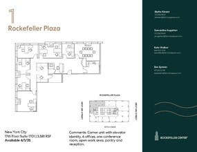 1 Rockefeller Plaza, New York, NY to rent Floor Plan- Image 1 of 1