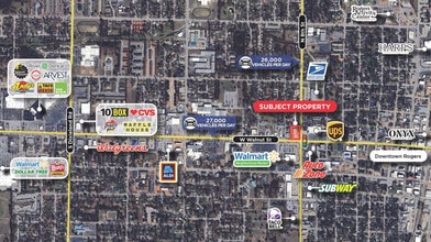 100 N 8th St, Rogers, AR - AERIAL map view