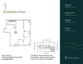 1 Rockefeller Plaza, New York, NY to rent Floor Plan- Image 1 of 1