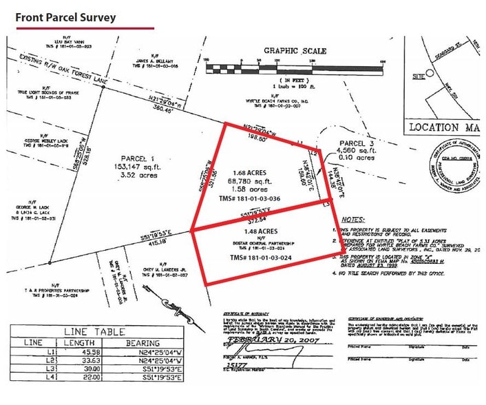 0 Oak Forest Ln, Myrtle Beach, SC for rent - Plat Map - Image 3 of 6