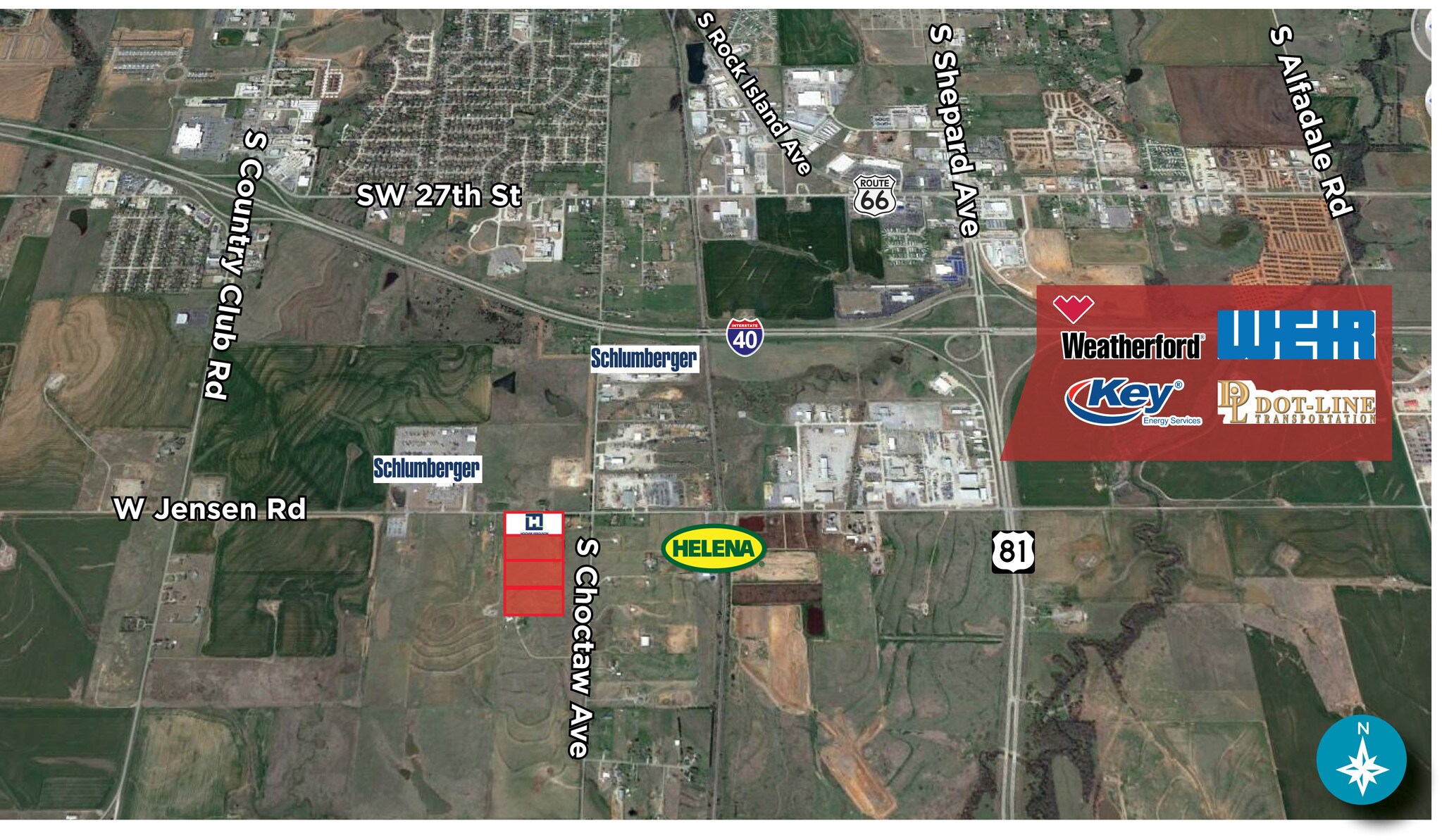 SW/c W Jensen Rd & S Choctaw Ave, El Reno, OK for sale Aerial- Image 1 of 1