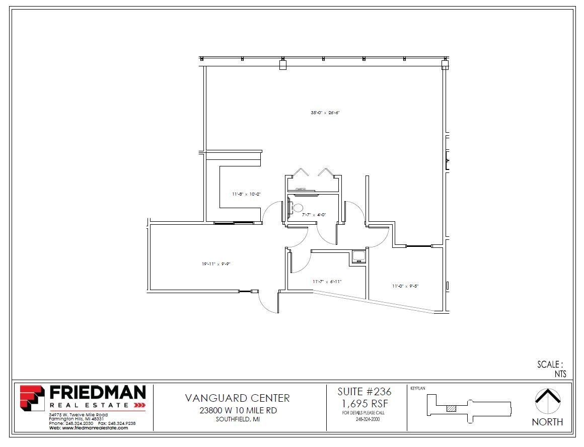23800 W 10 Mile Rd, Southfield, MI to rent Floor Plan- Image 1 of 2
