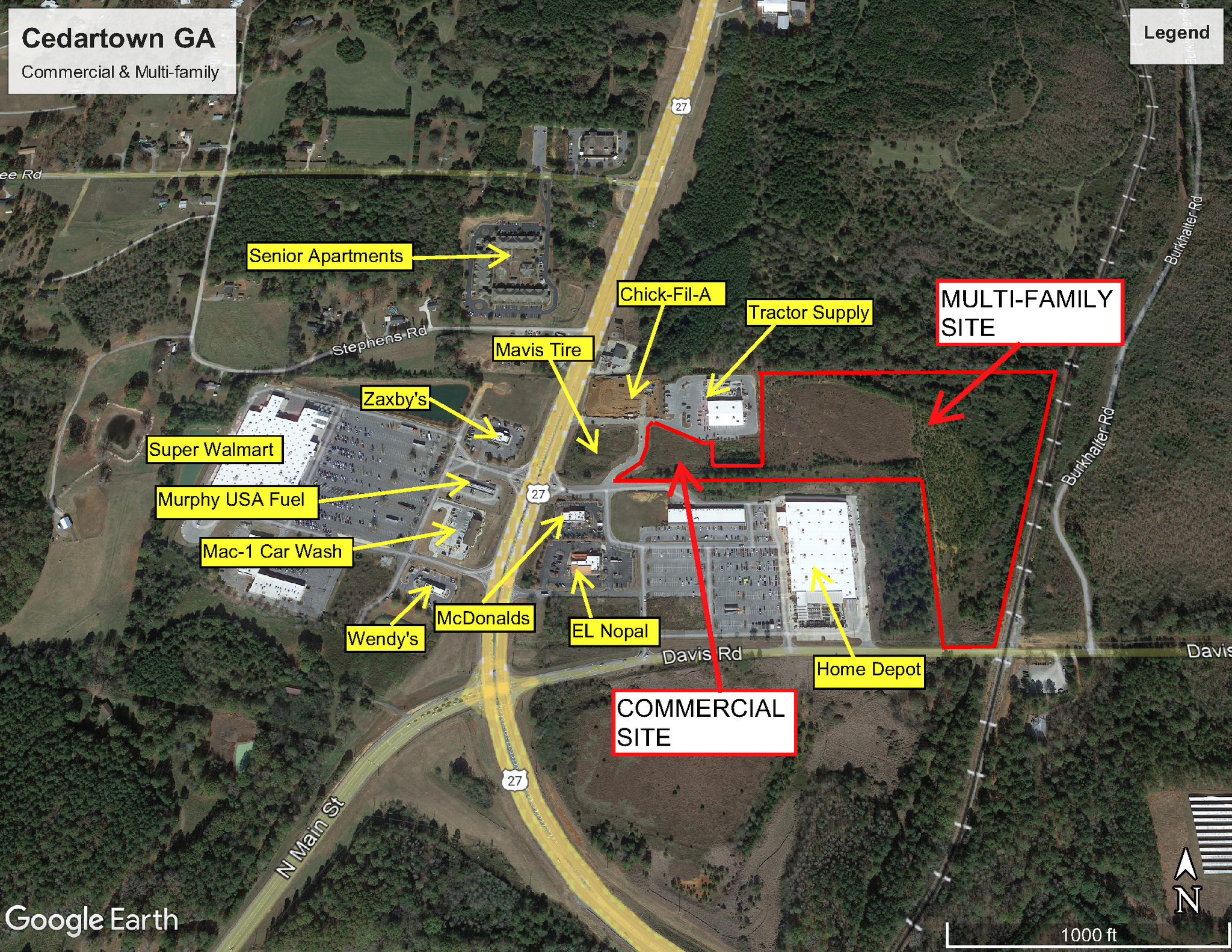 Rome Highway-US 27 and Davis Road, Cedartown, GA for sale Aerial- Image 1 of 4