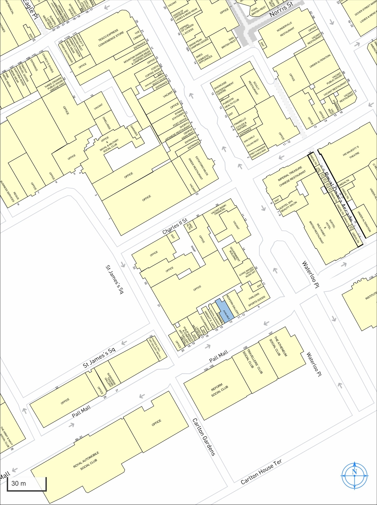13 Pall Mall, London to rent Map- Image 1 of 2