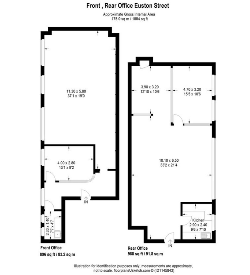 105-111 Euston St, London, LND NW1 2EW - Unit 1st Floor -  - Floor Plan - Image 1 of 3