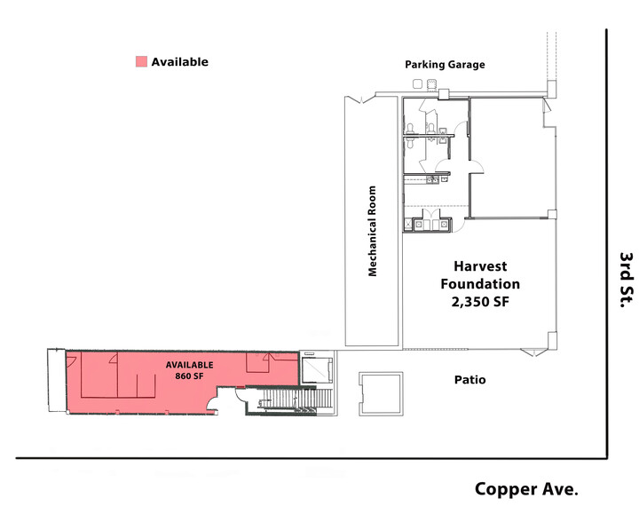 220 Copper Ave NW, Albuquerque, NM for rent - Floor Plan - Image 2 of 13