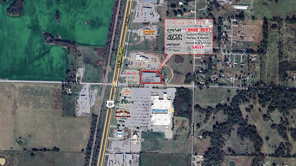 NEQ Highway 69 & Steve Barry Boulevard, Pryor, OK for rent - Aerial - Image 2 of 2