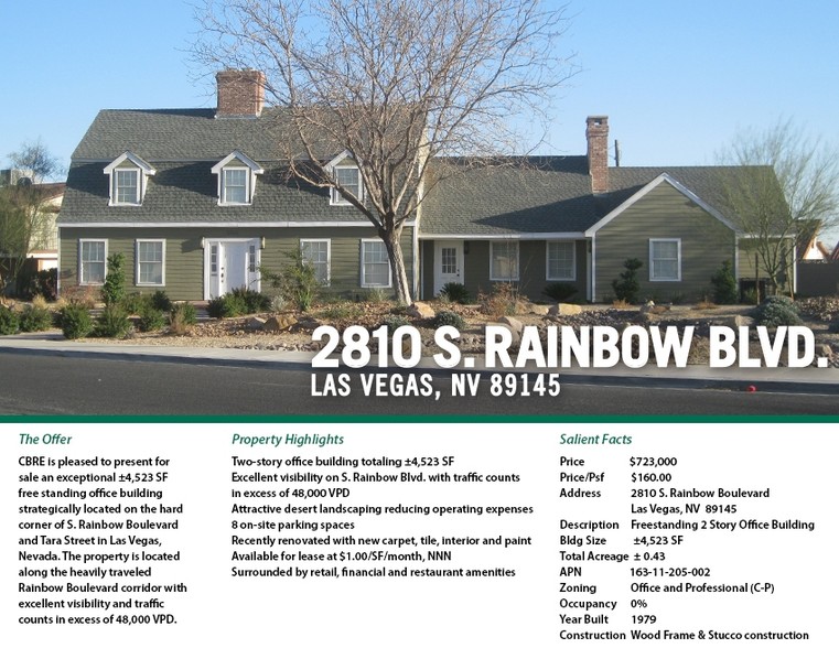 2810 S Rainbow Blvd, Las Vegas, NV for sale - Building Photo - Image 1 of 1