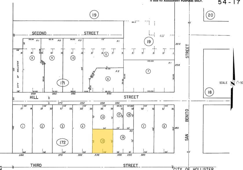 338 3rd St, Hollister, CA for rent - Plat Map - Image 2 of 6