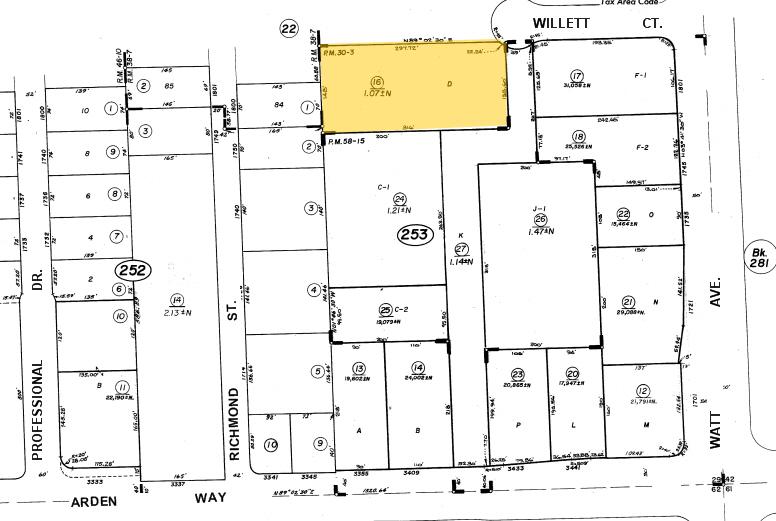 3411-3419 Arden Way, Sacramento, CA for rent - Plat Map - Image 2 of 11