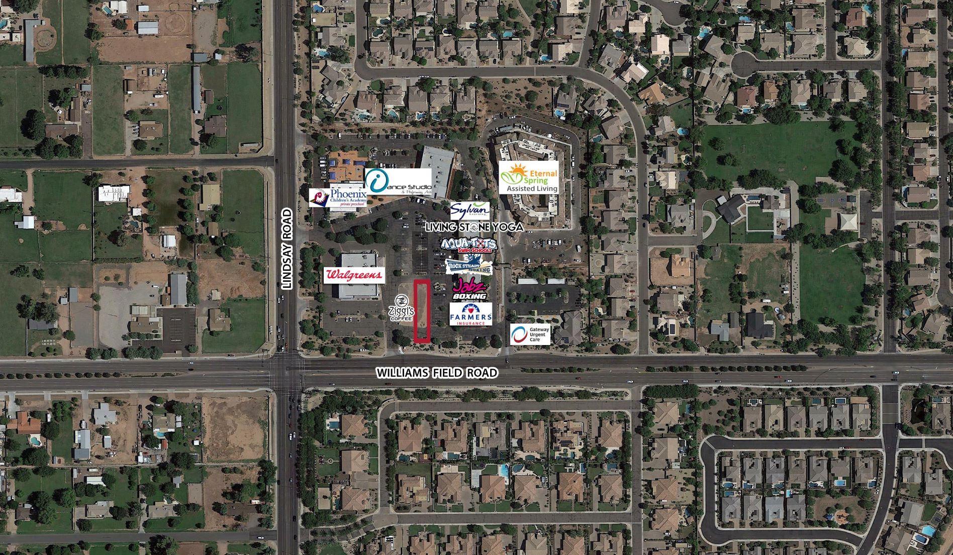 NE Lindsay Rd & Williams Field Rd, Gilbert, AZ to rent Aerial- Image 1 of 4