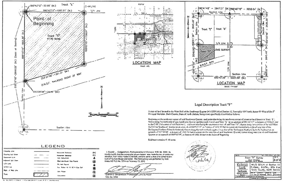 xxx 115th Ave - TRACT F, Dickinson, ND for sale - Plat Map - Image 2 of 2