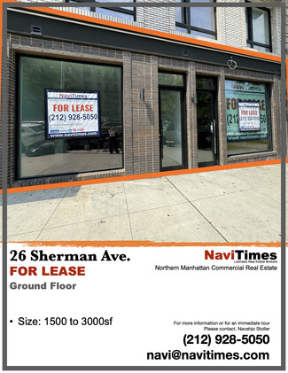 More details for 26 Sherman Ave, New York, NY - Retail for Rent