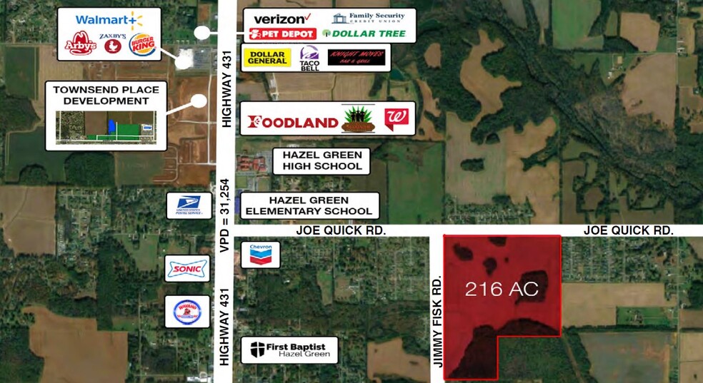 1 Joe Quick Rd, Hazel Green, AL for sale - Aerial - Image 2 of 2