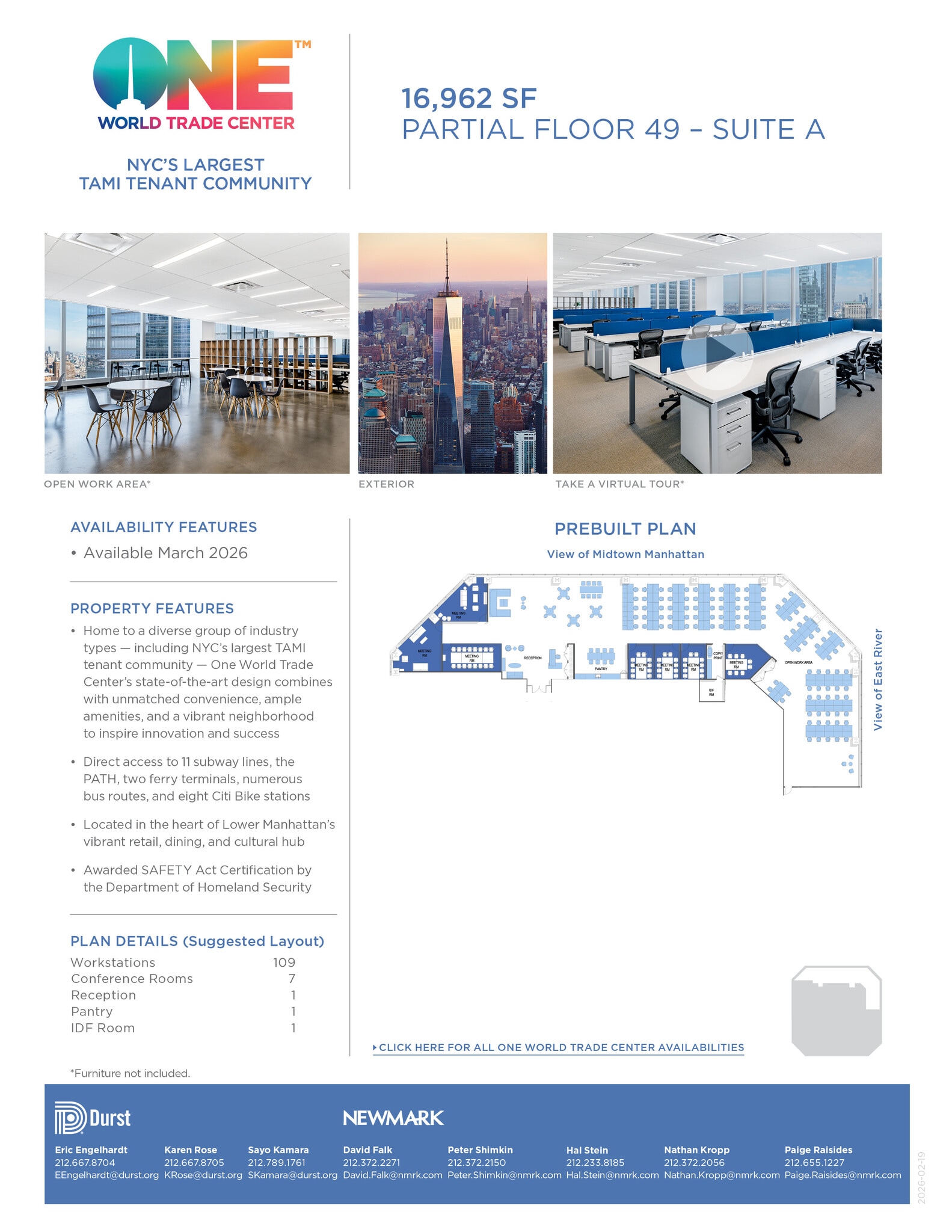 One World Trade Center, New York, NY to rent Interior Photo- Image 1 of 1