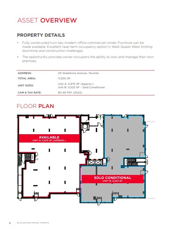 20 Gladstone Ave, Toronto, ON M6J 3K2 - Unit 1 -  - Floor Plan - Image 1 of 1