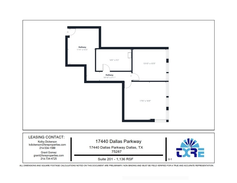 17440 N Dallas Pky, Dallas, TX to rent Floor Plan- Image 1 of 5
