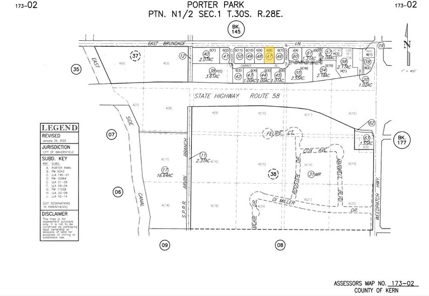 E Brundage Ln, Bakersfield, CA for sale - Plat Map - Image 2 of 2