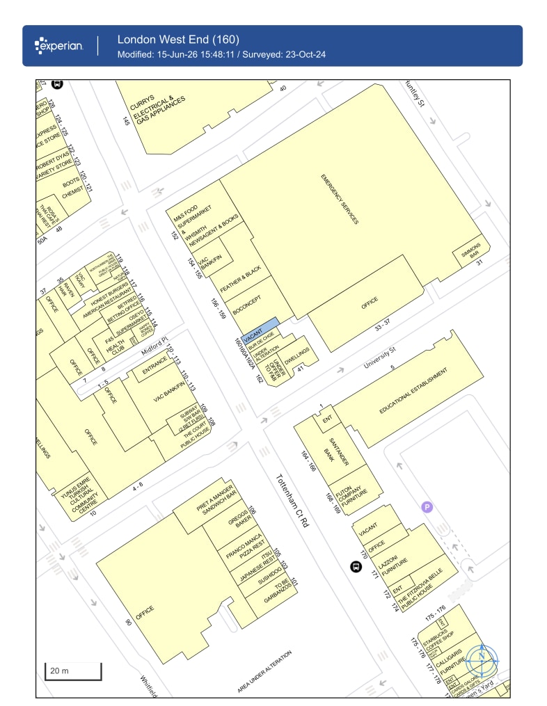 154-162 Tottenham Court Rd, London to rent Goad Map- Image 1 of 1