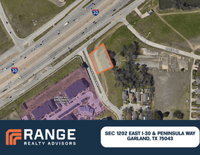 SEC of 1202 East I-30 & Peninsula Way, Garland, TX - AERIAL  map view