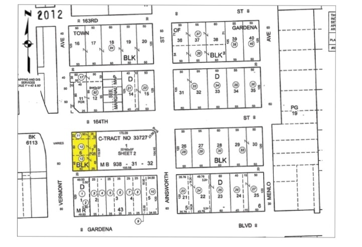 16400-16410 S Vermont Ave, Gardena, CA for sale - Plat Map - Image 1 of 1