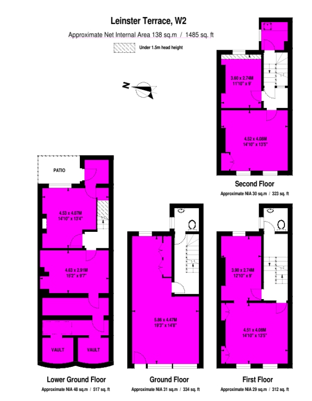23 Leinster Ter, London to rent Floor Plan- Image 1 of 1